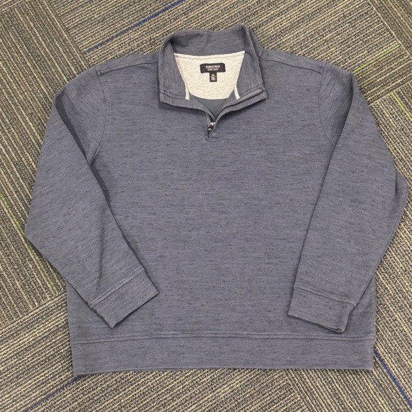 Nordstrom Mens Shop 1/4 Zip Pullover Sweatshirt Blue XL Heathered Casual Comfort - Picture 2 of 6